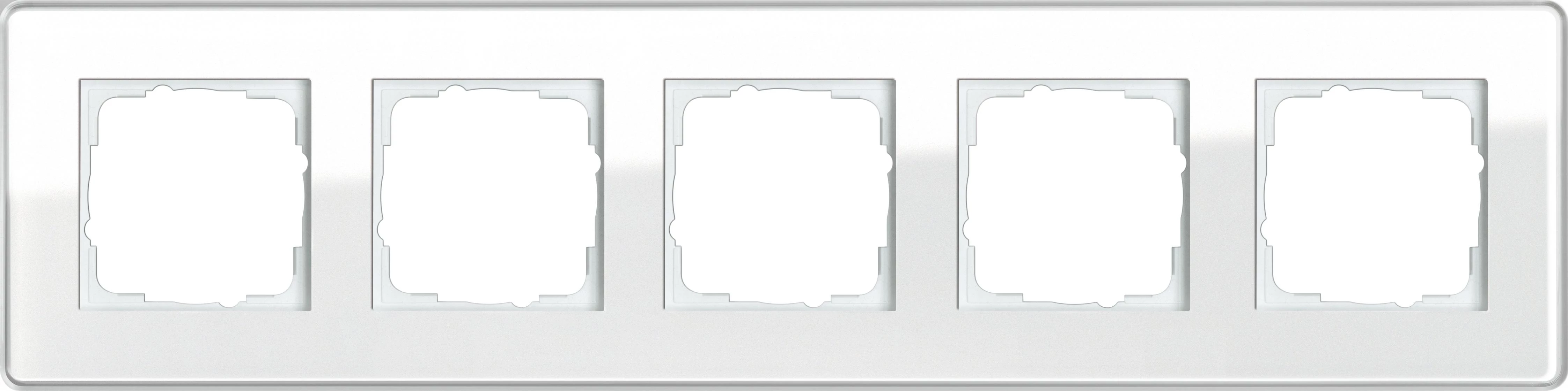  артикул 0215512 название Рамка пятерная, Стекло Белое, серия Esprit
