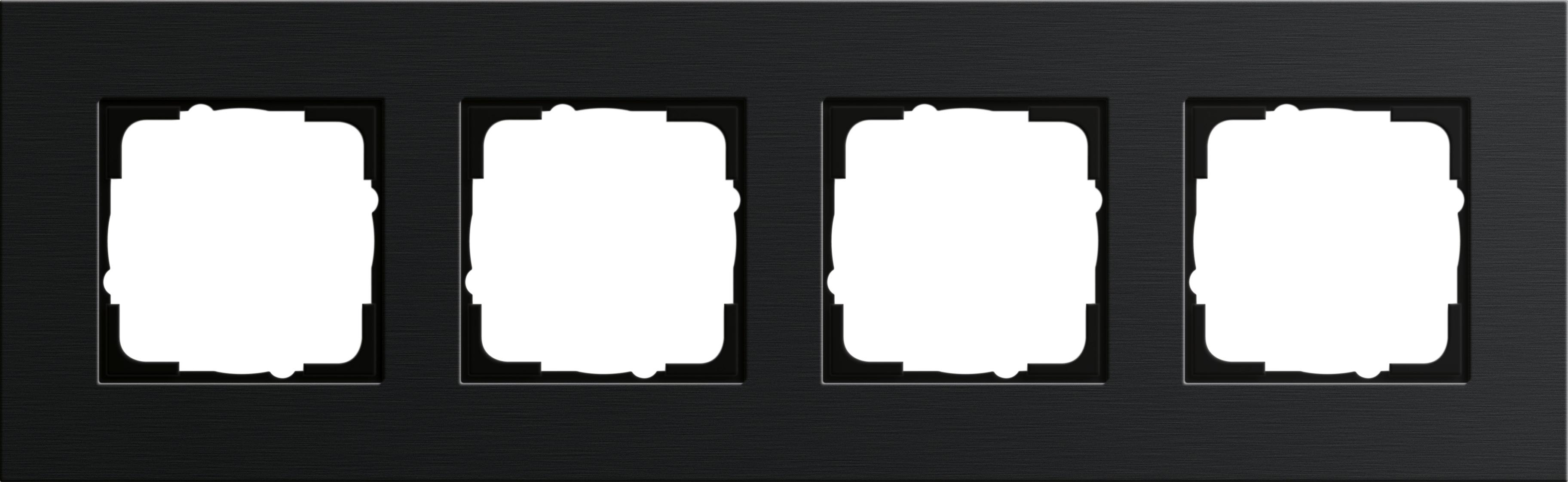  артикул 0214126 название Рамка четверная, Алюминий Черный (анодированный), серия Esprit