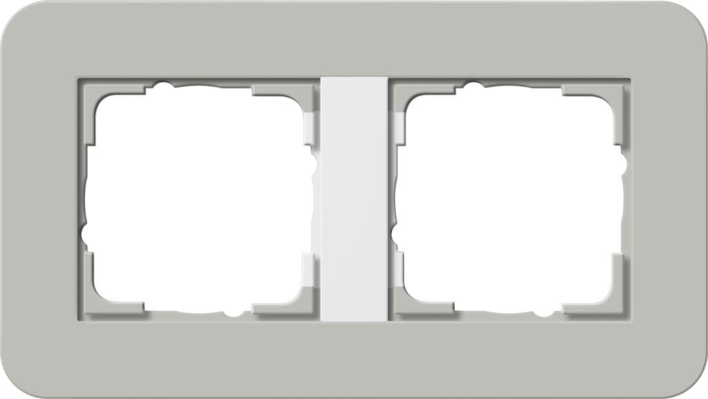  артикул 0212412 название Рамка двойная, Серый/Белый глянцевый, серия E3