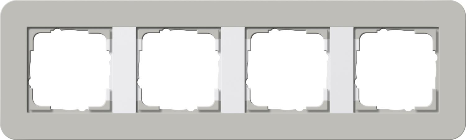  артикул 0214412 название Рамка четверная, Серый/Белый глянцевый, серия E3
