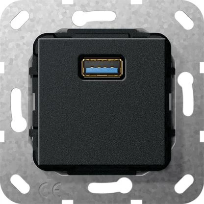  артикул 568210 название Зарядное устройство USB с одним выходом, Антрацит, Gira