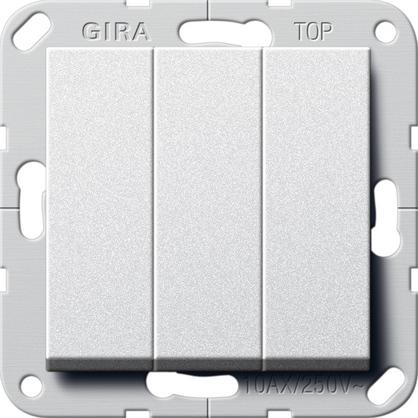  артикул 284426 название Gira S-55 Алюминий Выключатель 3-х клавишный кнопочный