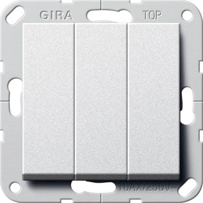  артикул 284426 название Gira S-55 Алюминий Выключатель 3-х клавишный кнопочный